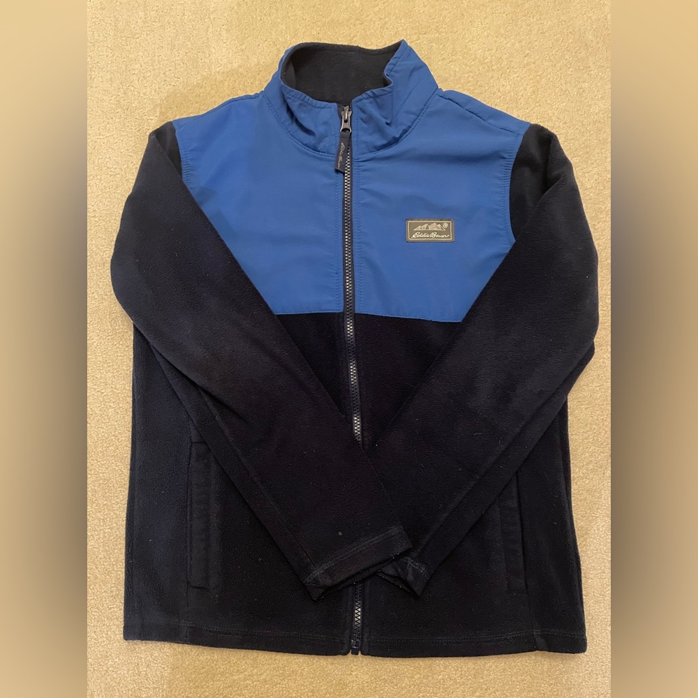 Eddie Bauer Kid’s Two-Tone Blue and Navy Fleece Zip Sweater